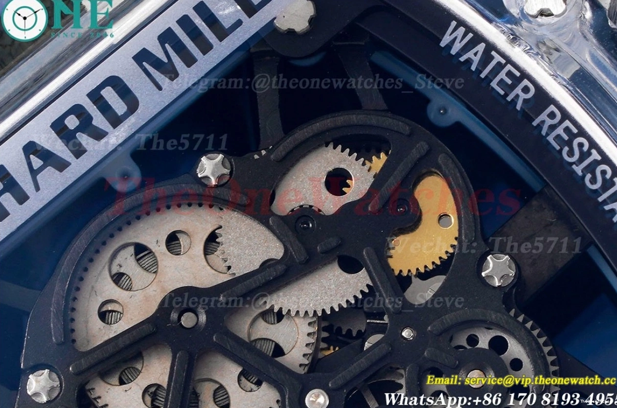 White Blue Rubber With Clone Strap Dial Transparent Skeleton RMSF RM35-01 RMUL2 0127